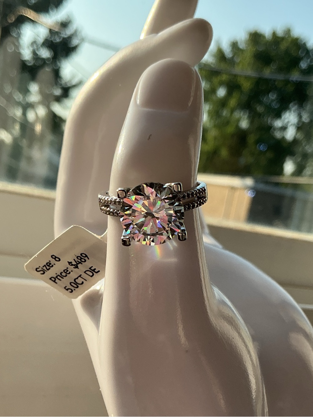 NWT Sterling Silver 5 CT Moissenite Ring